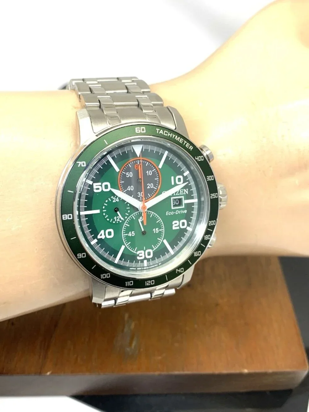 Citizen Men's Watch CA0851-56X Brycen Eco-Drive Green Dial Chronograph 44mm